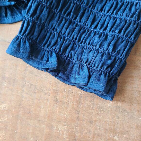 OPEN EDIT Nordstrom Womens XL Rouched Blue‎ Aurora Top Line Sleeve NEW - Picture 5 of 6